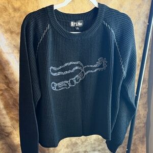 Black Knit Crewneck Sweater